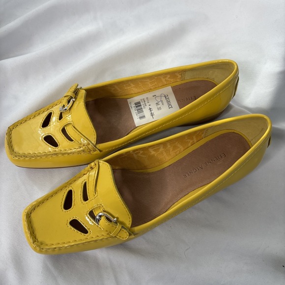 Etienne Aigner E-Helina Women's 8 Leather Slip On Shoes Yellow Loafer NEW - Picture 3 of 10